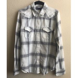 GAP Grey Plaid Button Up Flannel Shirt XS